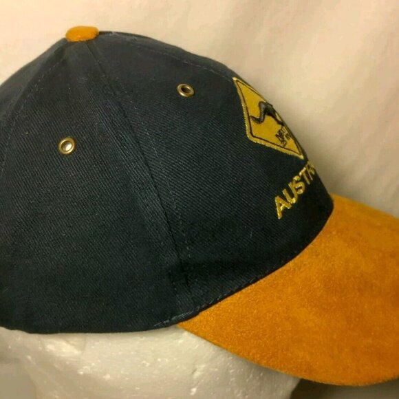 Australia Kangaroo Crossing Cap Hat Blue Soft Canvas Suede Brim Aussie Outback - Picture 6 of 13